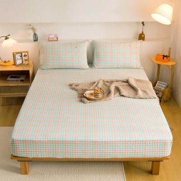 全棉色織水洗棉單床笠純棉簡約日系風席夢思防滑保護套床包床墊套