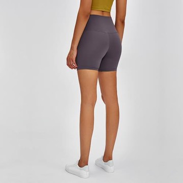 新裸感高腰健身運動短褲女休閑彈力提臀塑身瑜伽短褲4分褲艾揚格