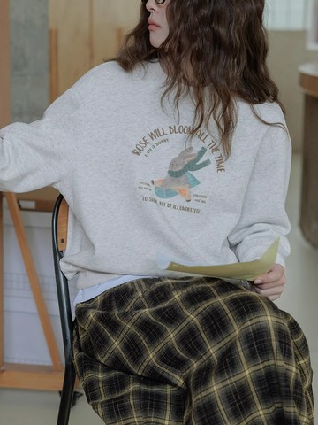 免運 秋冬女裝 韓系 圓領長袖衛衣 加絨刷毛大學t oversize 中大尺碼 寬鬆大學t長袖 刷絨大學t 2641