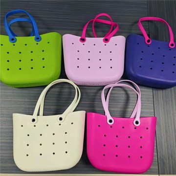 現貨洞洞沙灘收納包手提包印花EVA戶外籃子寵物包亞馬遜跨境歐美