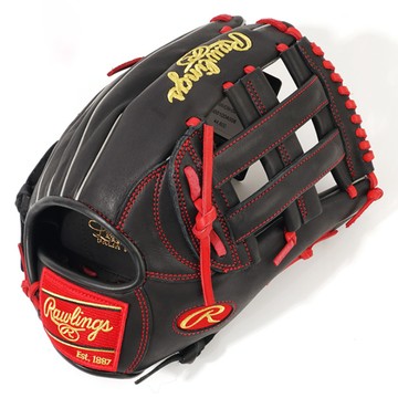 Rawlings HOH 特別訂製款 右撇子用棒球手套 GH4WXHDBH34-6-B-SC  1個  黑色 + 猩紅色  33公分