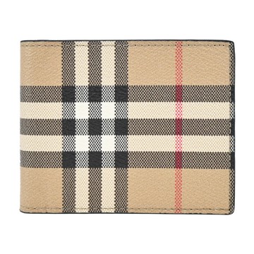 BURBERRY  Vintage 經典格紋帆布6卡短夾(卡其)