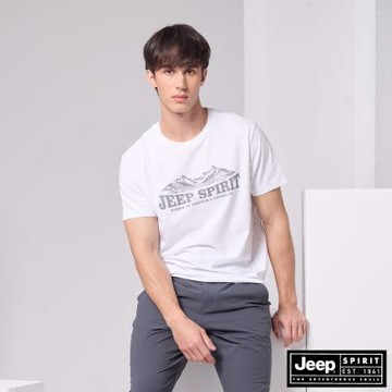 JEEP  男裝 美式復古雪山印花短袖T恤-白色