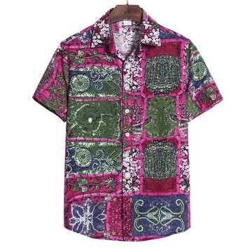 large size casual shirt with short sleeves男式大碼短袖襯衫