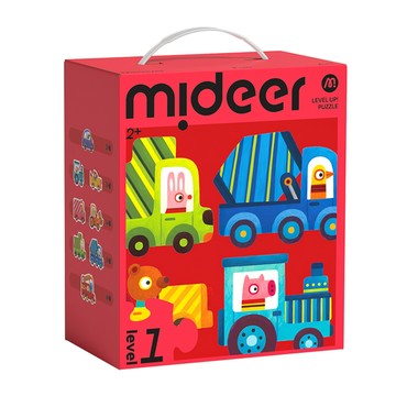 MiDeer 進階式拼圖-汽車大隊｜三階段難度｜交通車迷拼圖入門｜6936352514749
