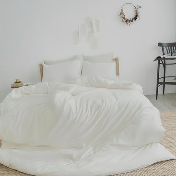 詠聖 素面文青300織100%TENCELTM純天絲 雙人加大床包組 60支紗 台灣製  珍珠白  床包尺寸180 x 186cm + 枕套尺寸45 x 75cm  床包 + 枕套2件