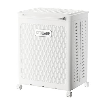 FAmILyLIFE 生活 輕奢風雙槽附蓋摺疊衣物收納籃 78L  淨白款  49 x 40.5 x 65cm  1個