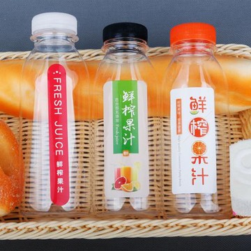 350ml大口寬口果汁瓶酵素瓶酸奶瓶鮮奶瓶一次性外賣瓶透明塑料瓶