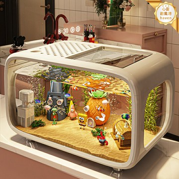 【生態造景一體】桌面魚缸 小型魚缸 烏龜缸 生態缸 造景缸 客廳魚缸 過濾製氧一體機 免換水懶人魚缸 2025新款 桌面迷你景觀