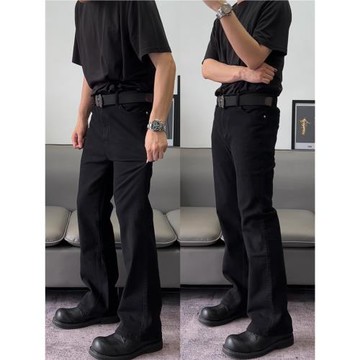 甄枚前cleanfit微喇百搭黑色簡約彈力vibe小個子顯高牛仔褲