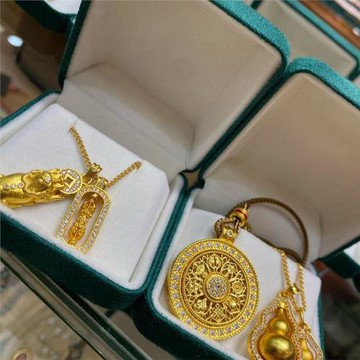 (免運)衣吾柒歐洲站女士首飾時尚飾品沙金貔貅金剛杵疊戴吊墜項鏈鎖骨鏈