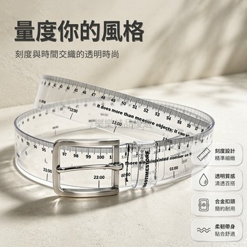 桃園出貨✨ 透明尺子刻度設計銀色金屬針扣美式復古Y2K個性潮流街頭穿搭腰帶