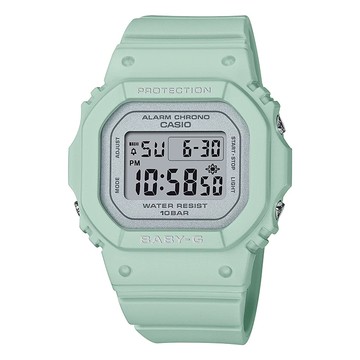 【CASIO 卡西歐】Baby-G 經典方形 100米防水 運動電子錶 BGD-565SC-3 薄荷綠/珠光色 台南時代