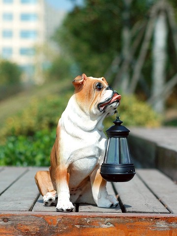 仿真動物小狗太陽能燈防水庭院燈感應天黑自動亮樹脂雕塑園藝裝飾