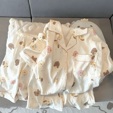 G.Store ins甜美少女短袖睡衣 夏季薄款 可愛卡通寬鬆家居服套裝 短袖短褲睡衣套裝 短袖家居服 女士居家休閒睡衣