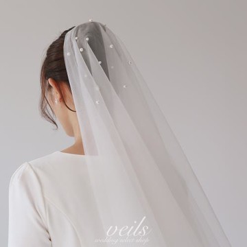 Veils復古簡約雙層珍珠頭紗白色新娘結婚頭飾領證婚禮拍照道具