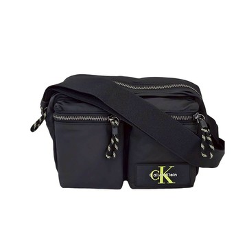 Calvin Klein雙口袋拉鍊側背包 尼龍材質 (贈原廠紙袋)