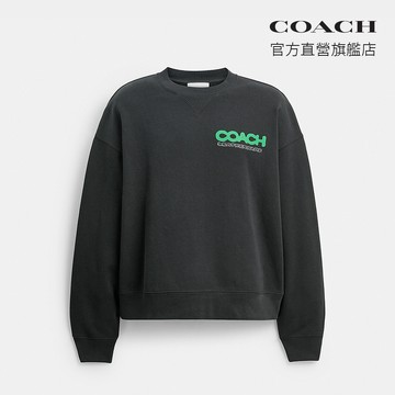 【COACH】COLLAGE STICKER 圖案圓領長袖上衣-水洗黑色(CBV02)｜官方直營