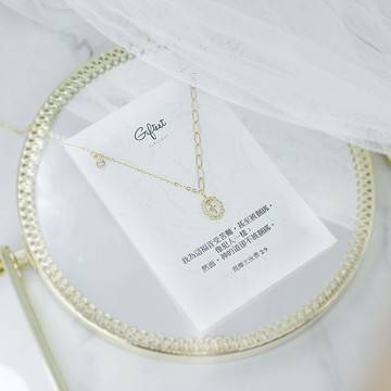 Giftest 18K鍍金 / 釋放 基督教十字架 項鍊 蕾絲聖經受洗禮物N53