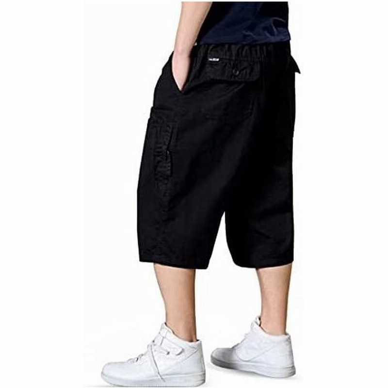 ビカルド カーゴパンツ メンズ 大きいサイズ ゆったり 夏 ハーフパンツ クロップドパンツ メンズ 七分丈 ひざ下 ブラック L 通販 Lineポイント最大get Lineショッピング