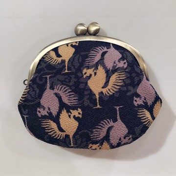 【和夢兔】京都宇治中型口金包-鳳凰(黑)