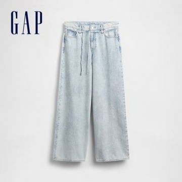 【GAP】中腰UltraSoft寬大細腰帶牛仔褲-淺靛藍色(863833)