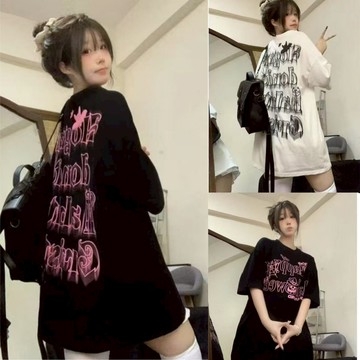 初系現+貨 oversize 寬鬆上衣 短袖t恤 大尺碼上衣 美式上衣 印花T恤 短袖T恤 男女情侶裝 韓版寬鬆t恤