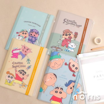 蠟筆小新6+1多功能資料夾附束帶- Norns Original Design 展開式A4 L夾檔案夾附夾鏈袋 收納夾 文件夾