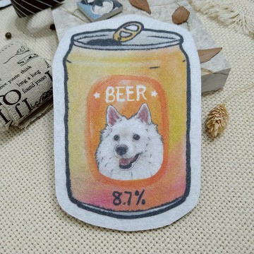 狐狸犬-啤酒-不織布杯墊-吸水杯墊