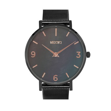 [MEDOTA] CERES系列天然珍珠母貝手錶女錶-黑色 / ES-12702 米蘭錶帶款