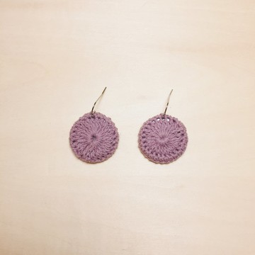 復古紫毛線編織耳環