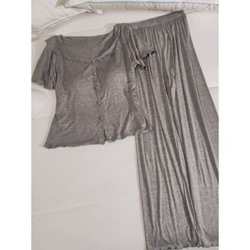 短袖睡衣女款夏季莫代爾新款帶胸墊一體純欲風休閑家居服三兩件套