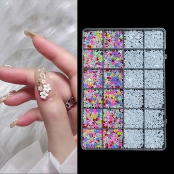 🎀日韓爆款🎀 彩色五瓣花美甲飾品跨境爆款立體白色樹脂小花朵diy穿戴甲鑽配飾