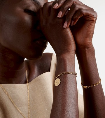 Sydney Evan Evil Eye Coin 14kt gold chain bracelet