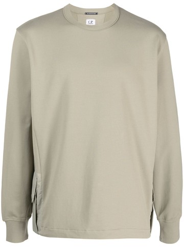 C.P. Company - flap-pocket crew-neck sweatshirt - men - Cotton/Polyamide/Elastane - M - Green