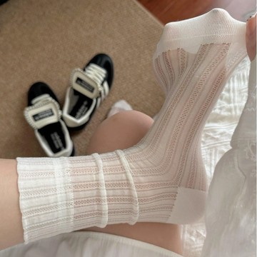 柳惠珠襪子 冰冰襪子女夏季薄款蕾絲堆堆襪女無骨冰絲月子長筒長襪素色中筒襪