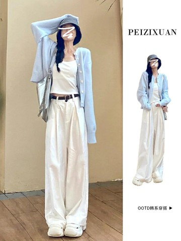 藍色慵懶風針織開衫毛衣外套女早秋季2024新爆款軟糯短款長袖上衣【淘夢屋】