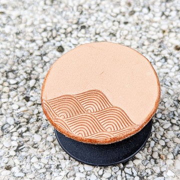 環遊世界-日本浮世繪-手機氣墊支架 捲線器-真皮手作