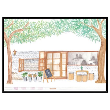 BOLUO GALLERY 菠蘿選畫所 街道旁的香氣綠洲 掛畫 BFFD3406B  40 x 30cm  黑色