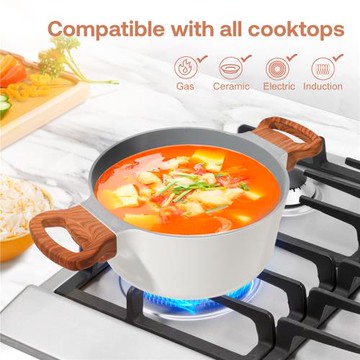 跨境亞馬遜鋁合金雙耳湯鍋煮泡面煮粥鍋大容量不粘鍋煮鍋跨境熱銷