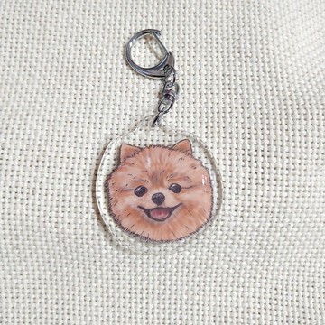 博美-壓克力吊飾(鑰匙圈)雙層-(新廠商)