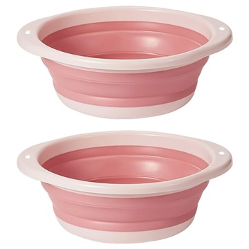 小麥購物 摺疊臉盆 C125 特大 454g  粉色  2個