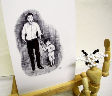 PuChi/自畫像/家人/明信片/愛/父親節卡片