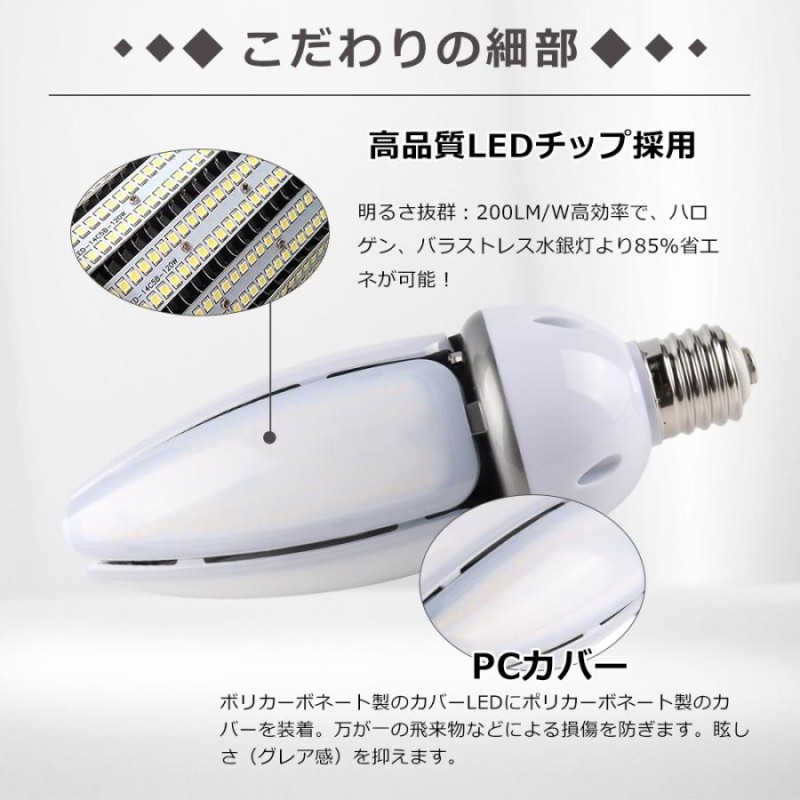 LED水銀ランプ 600W水銀灯交換用 E39口金 60w 電力 高輝度 コーン