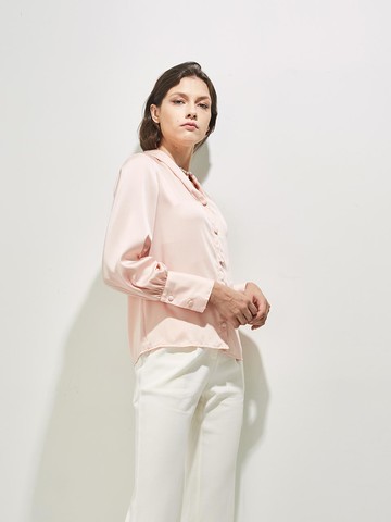 Cowl Neck Silky Blouse [Pink]