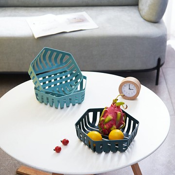 家用廚房鏤空洗菜籃塑料客廳桌面糖果水果盤創意中式蔬果收納籃子