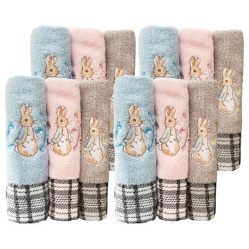 PETER RABBIT 比得兔 刺繡毛巾 FZ-AC3488PR  12條  格紋 顏色隨機