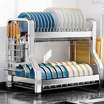 304不銹鋼廚房碗碟置物架碗盤瀝水架家用放碗架碗筷收納盒碗櫃