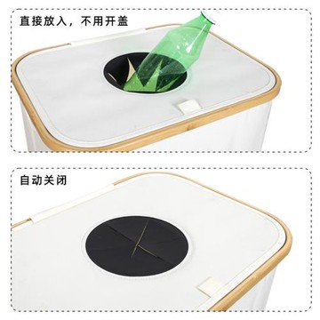 回收瓶收納籃竹制分類收納筐飲料瓶回收籃收納筐可折疊有內袋
