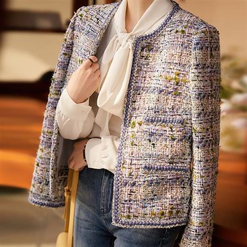 【巴黎精品】現貨+預購頂級法式毛呢外套毛呢大衣OL西裝小香風外套寬鬆秋冬大碼休閒女裝-鑲邊粗花呢a1lk51